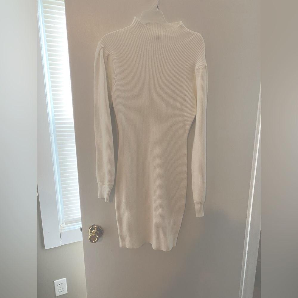 White Turtleneck Sweater Dress